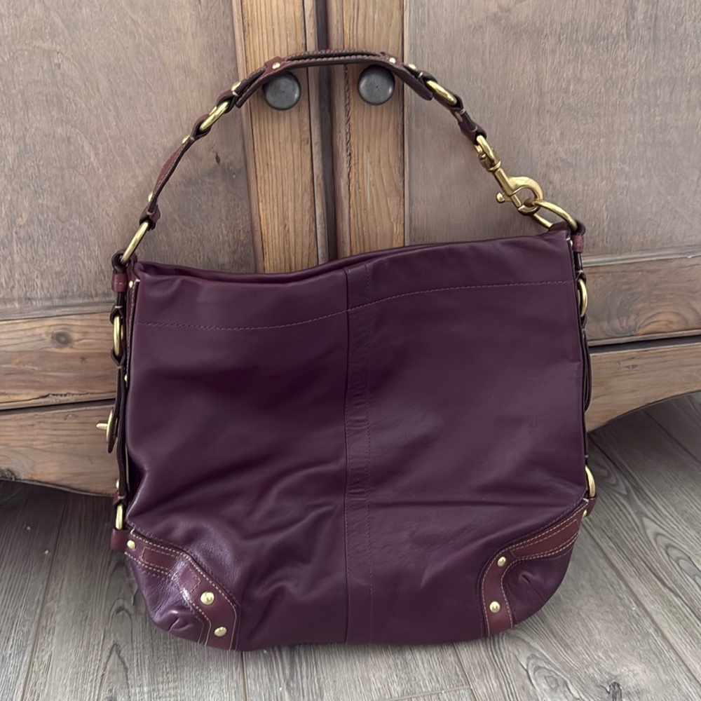 Coach 10616 Vintage Purple Leather Carley Hobo Bag